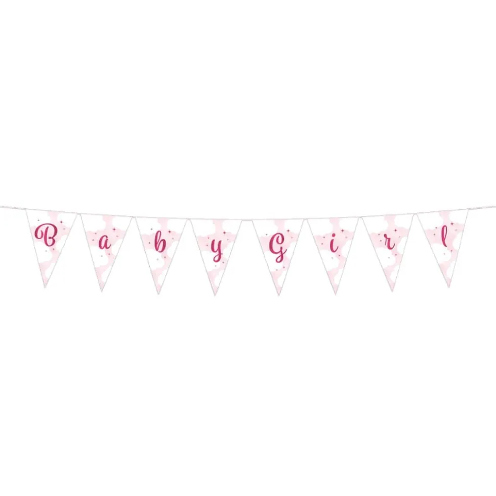 Baby Girl Rosa Skyer Babyshower vimpelrekke, 2m