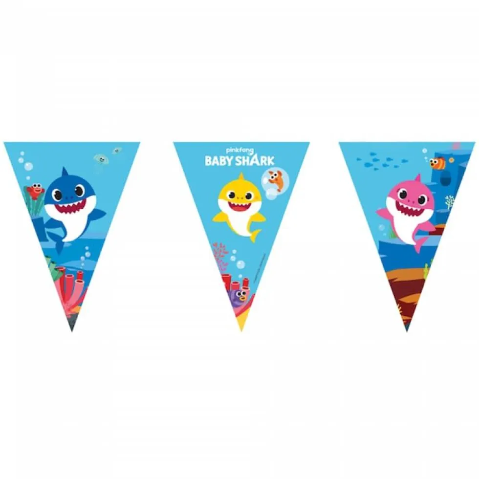 Baby Shark Vimpelrekke Papir, 2.3 m