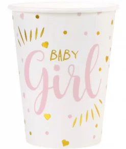 Baby Shower Pappkopper Rosa, 10 stk