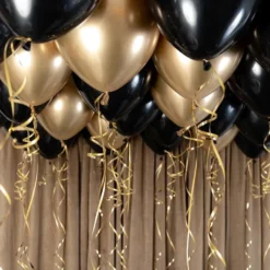 Ballongtak Kit Sort og Gull, 30 ballonger og bånd
