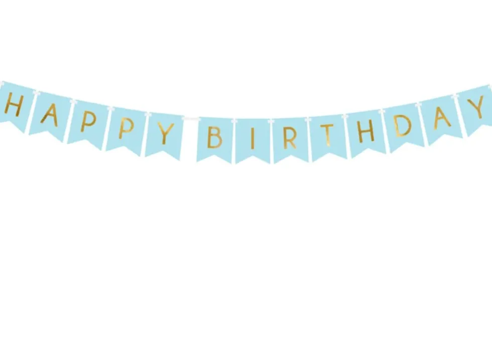 Banner Happy Birthday Blå, 175 x 15 cm