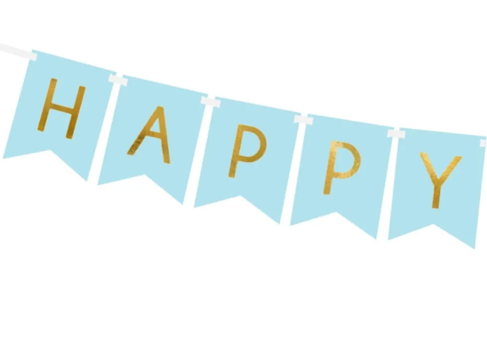 Banner Happy Birthday Blå, 175 x 15 cm