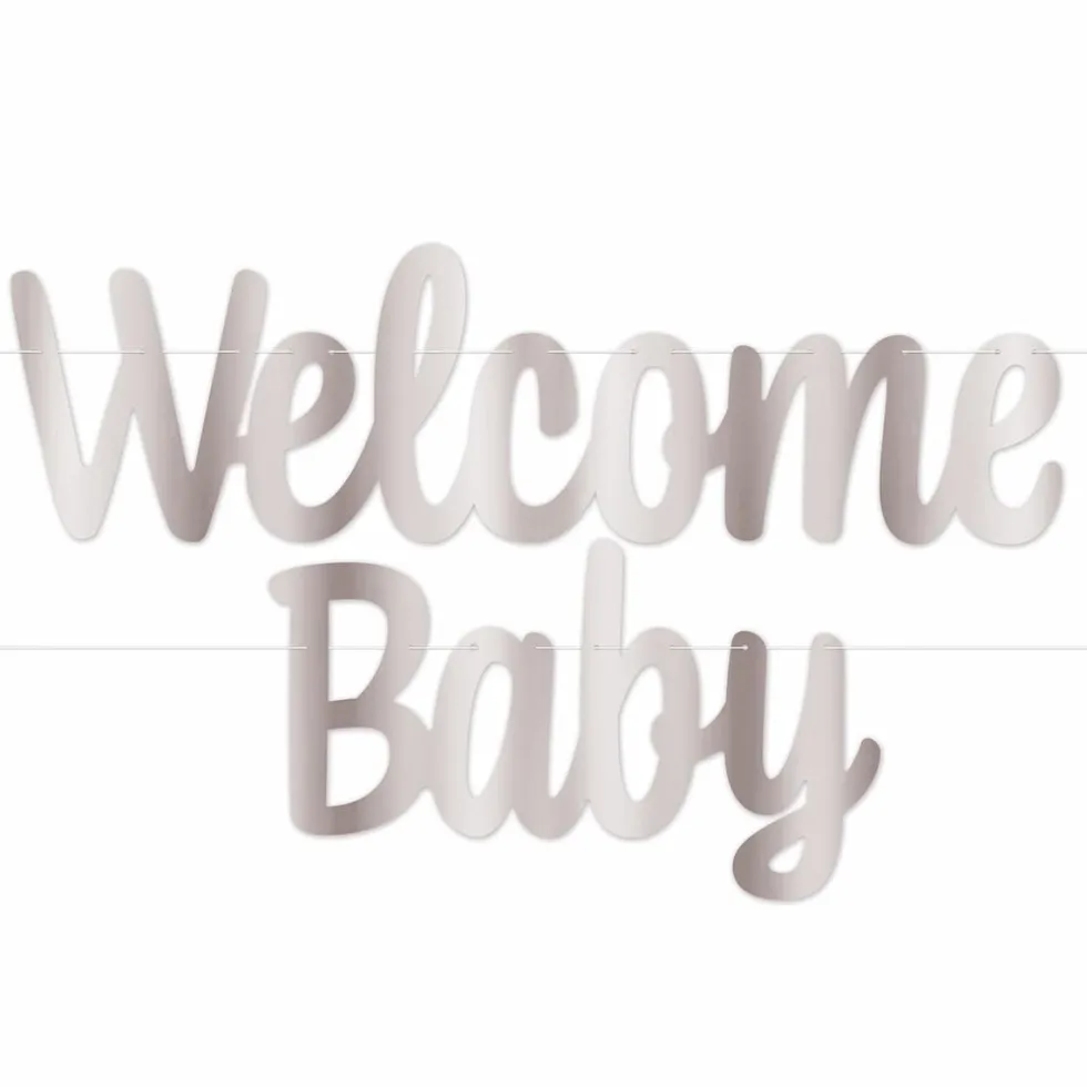 Banner Welcome Baby, Sølv