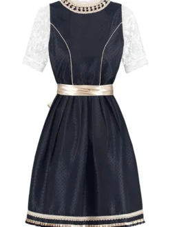 Dirndl Amelie Blå & Kremhvit