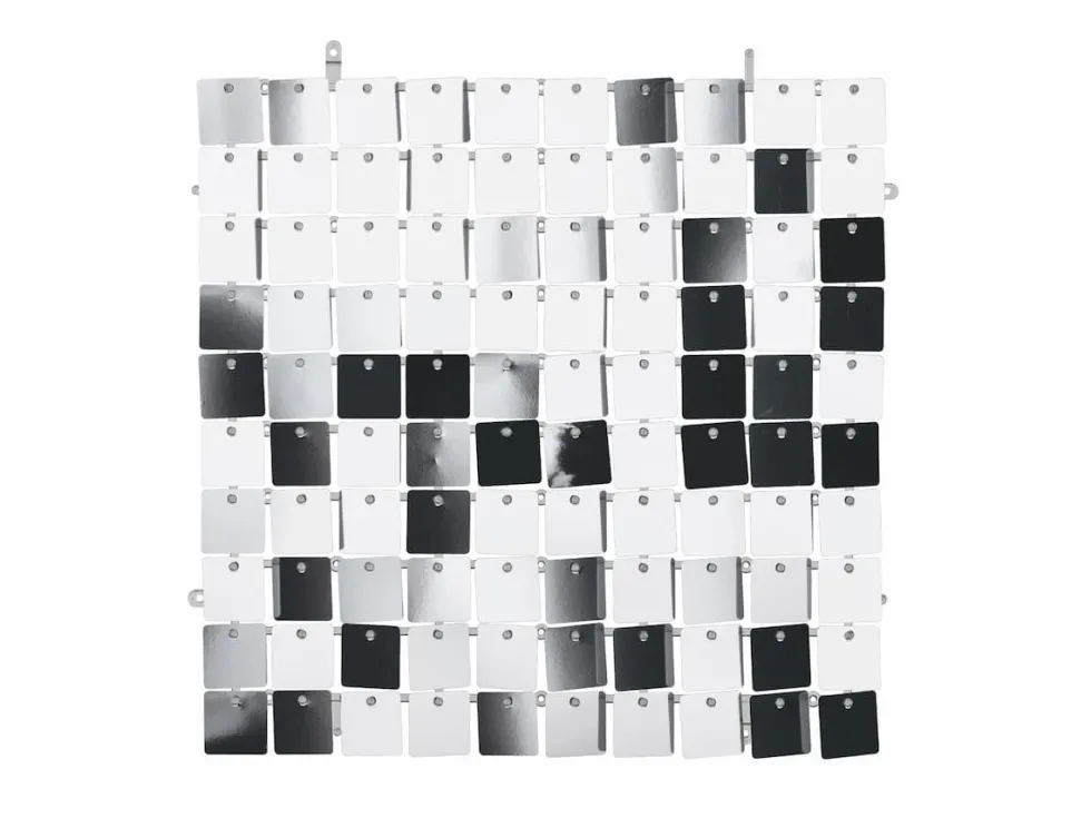 Firkantet Paljett panel backdrop sølv, 30 × 30 cm