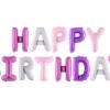Folieballong Banner, Happy Birthday, Rosatoner