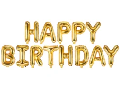 Folieballong Banner, Happy Birthday, Gull