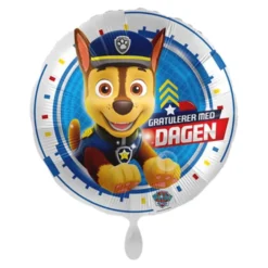 Folieballong Standard, Gratulerer med Dagen, Paw Patrol Chase