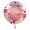 Folieballong Standard Gratulerer med Dagen, Rosa Prikker