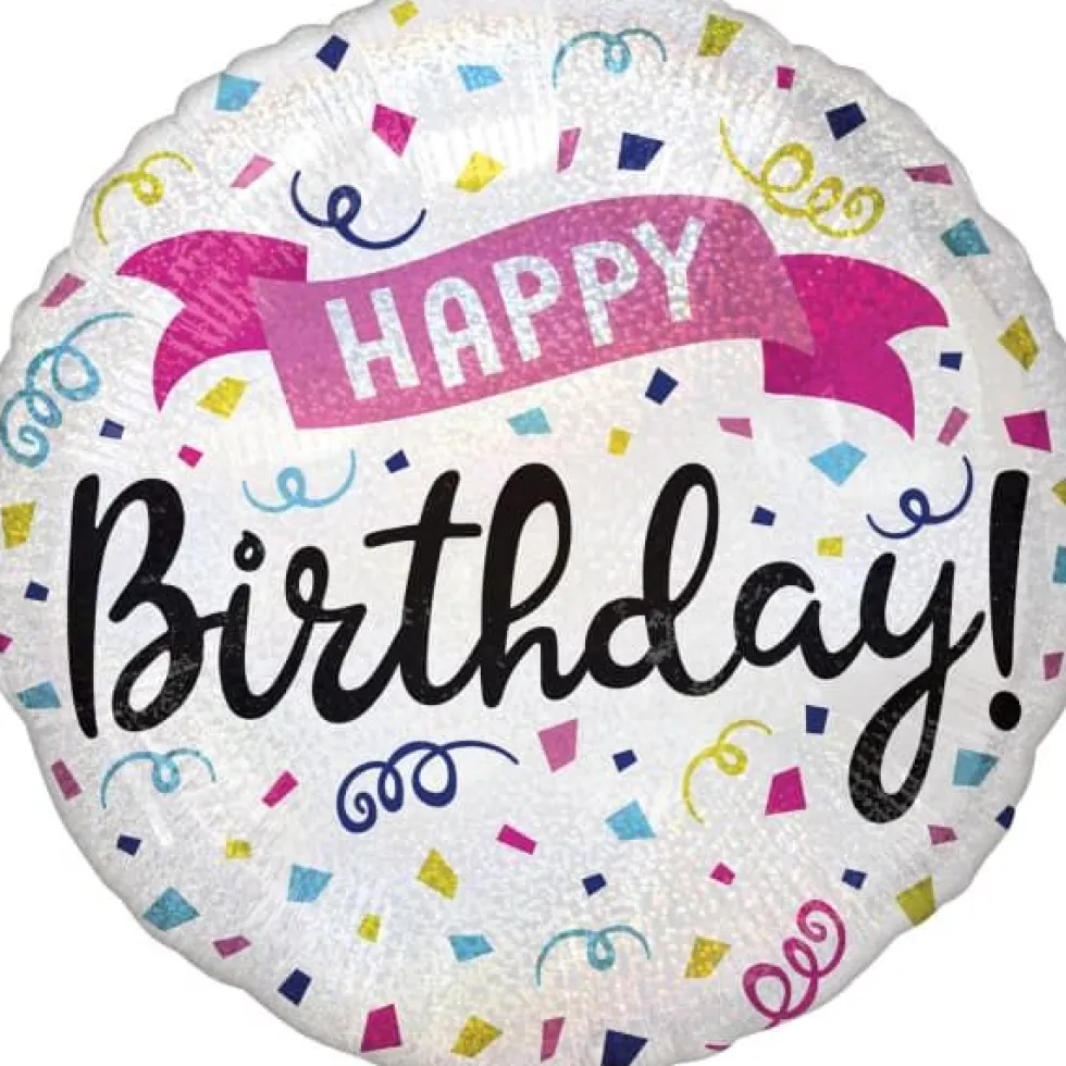 Folieballong Standard Happy Birthday Konfetti