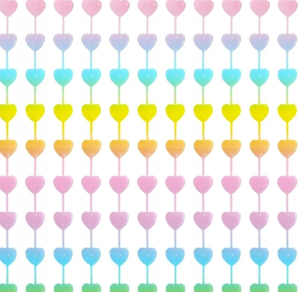 Glittergardin Pastell Regnbue Hjerter 100 x 200 cm