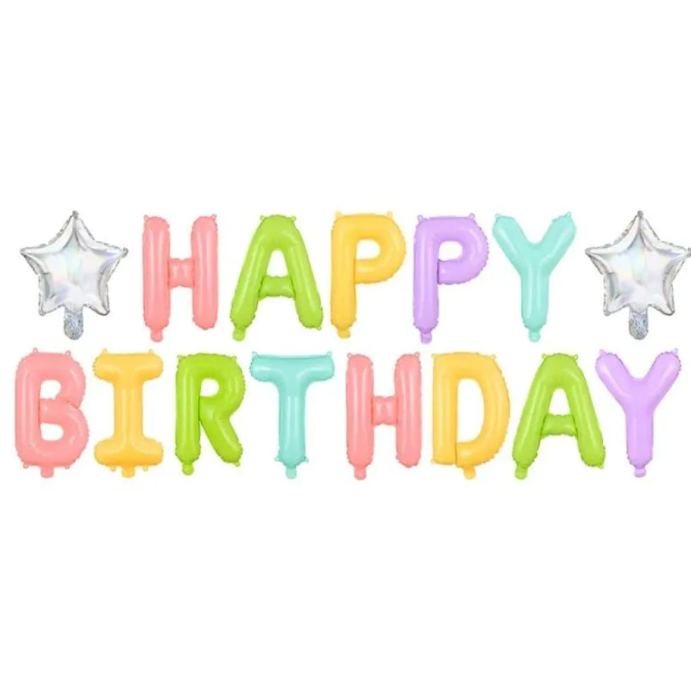 Happy Birthday Ballonger Banner Pastelmix