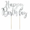 Happy Birthday Kaketopper Sølv