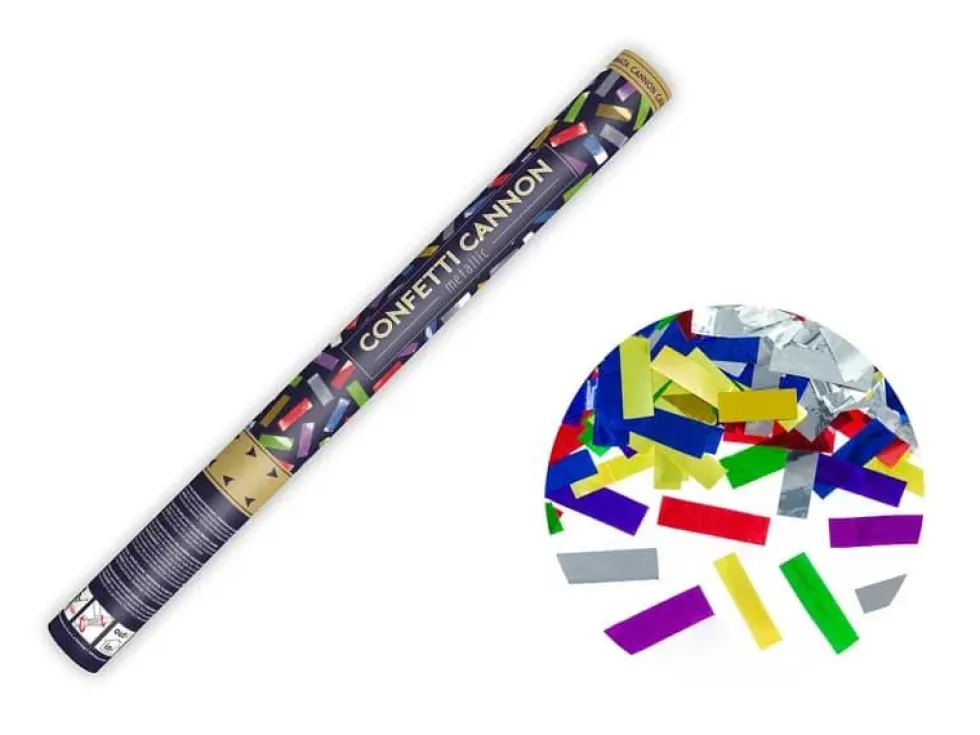 Konfettikanon, Multifarget Metallisk, 60 cm