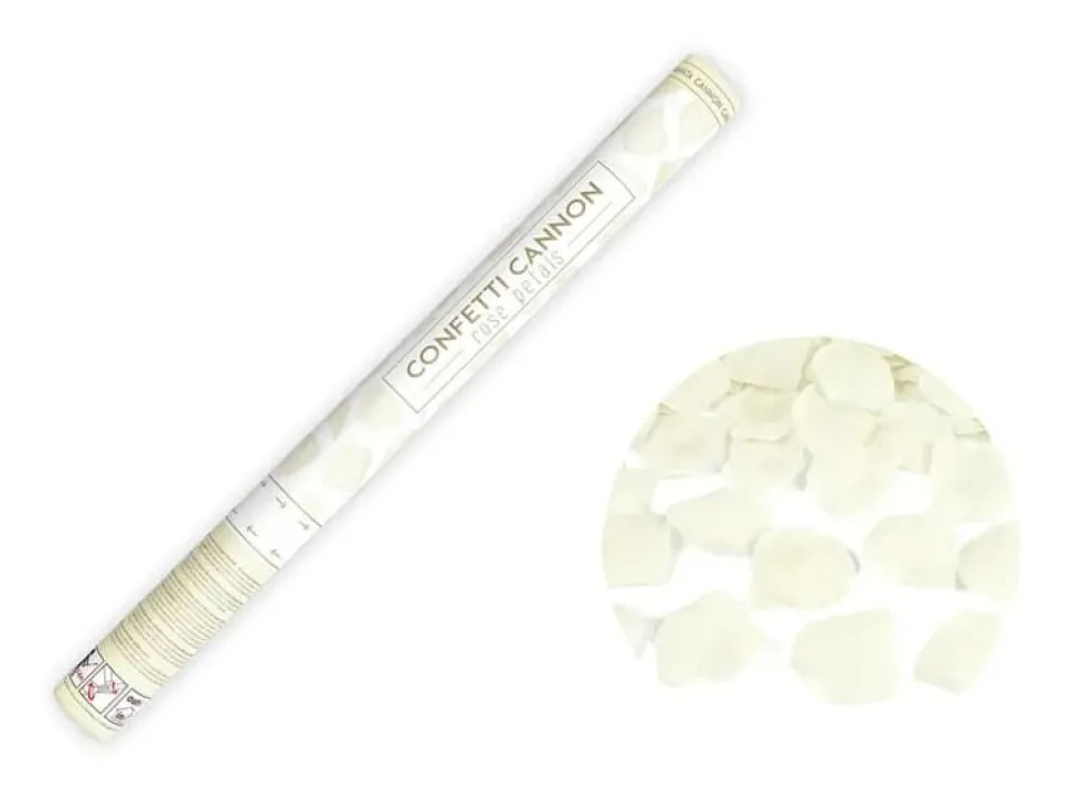 Konfettikanon, Roseblader krem, 60 cm