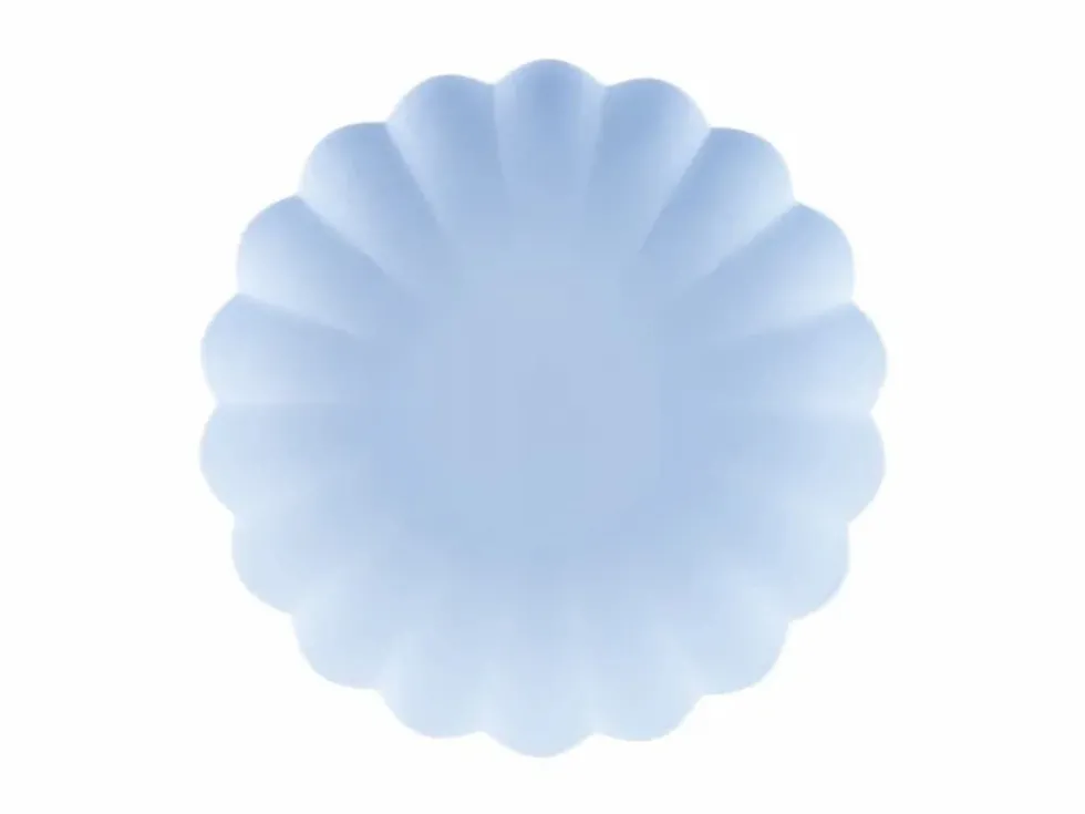 Lys blå plastikk tallerkener, 4pk