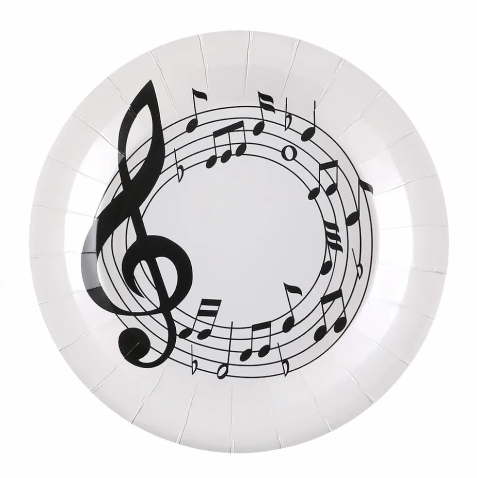 Musikk tallerken hvit, 10stk