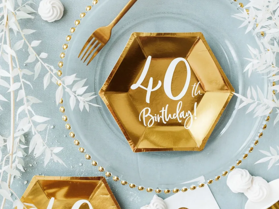 40år Bursdag Asjett Gull, 6 stk