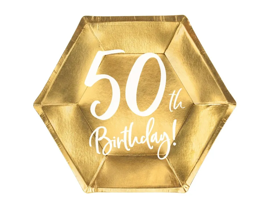 50år Bursdag Asjett Gull, 6 stk