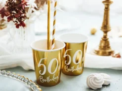 50år Bursdag Pappkrus Gull, 6 stk