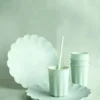 Salviegrønn plastikk tallerkener, 4pk
