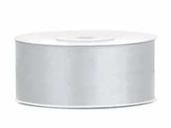 Satengbånd Sølv 25 mm x 25 m