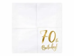 Servietter, 70th Birthday, Hvit & Gull