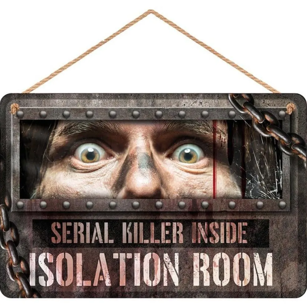 Skilt i tre, Isolation Room, 35 x 20 cm