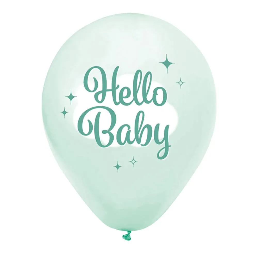 Skyer Hello Baby ballonger, 8 stk.
